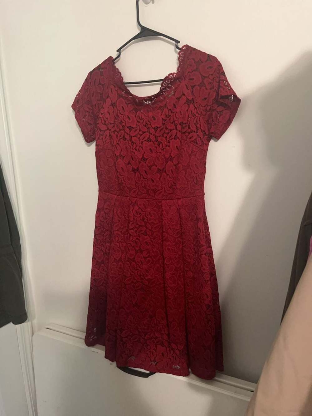 MissMny Red Lace Short Sleeve Dress Size L